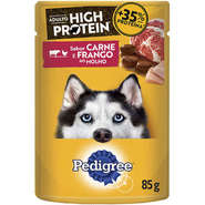Ração Úmida Pedigree High Protein Sachê Carne e Frango Ao Molho para Cães Adultos