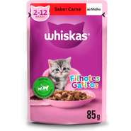 Ração Úmida Whiskas Sachê Carne ao Molho para Gatos Filhotes